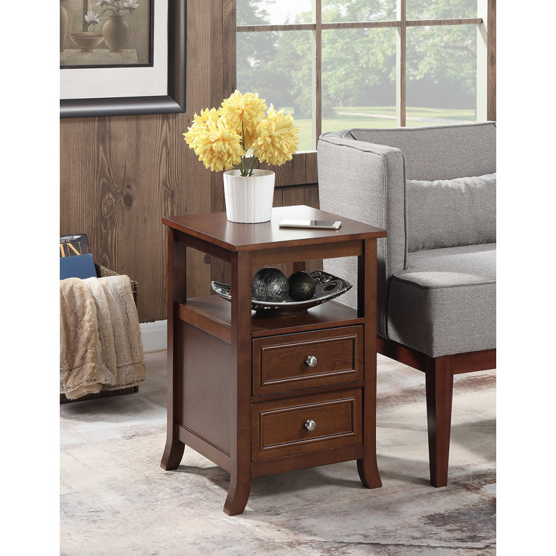 Cahoon 2 Drawer End Table with Shelf, Espresso