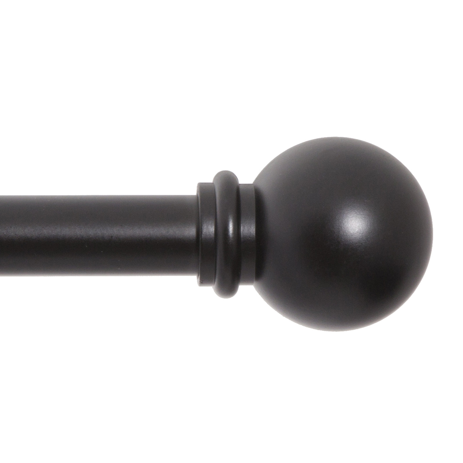 Camptown Ball End Single Curtain Rod, 48" - 86" , Black