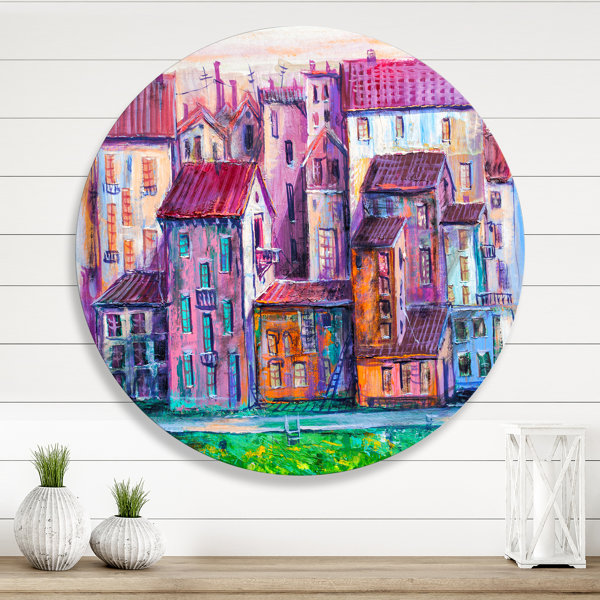 Bless international Street With Colorful Old Homes On Metal Painting ...