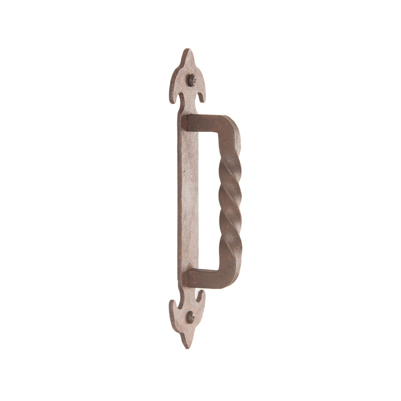 8" Black Hammered & Twisted Wrought Iron Door Handle