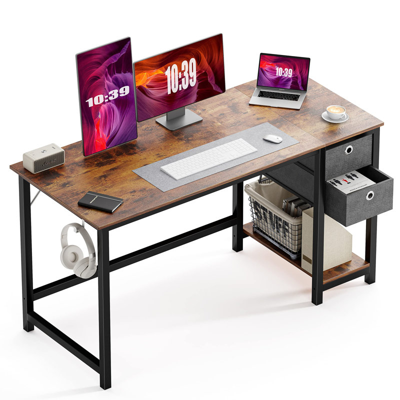Bureau d'écriture avec 2 tiroirs Norrington, Brun rustique, H 29,3 po x l 55 po x P 23,6 po