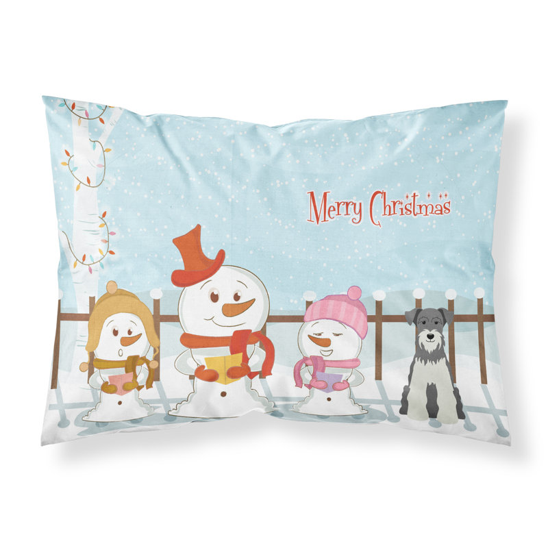 Taie d'oreiller Merry Christmas Merry Christmas, Schnauzer miniature poivre et sel choristes