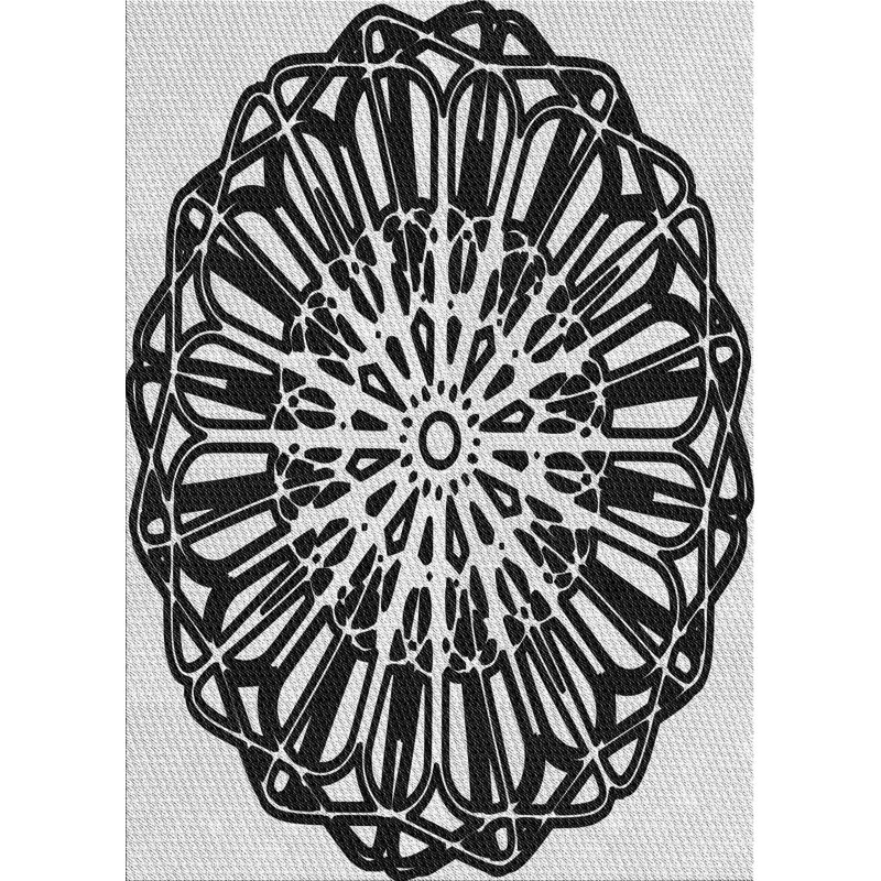Tapis noir/blanc à motifs, Rectangle 2 pi x 4 pi