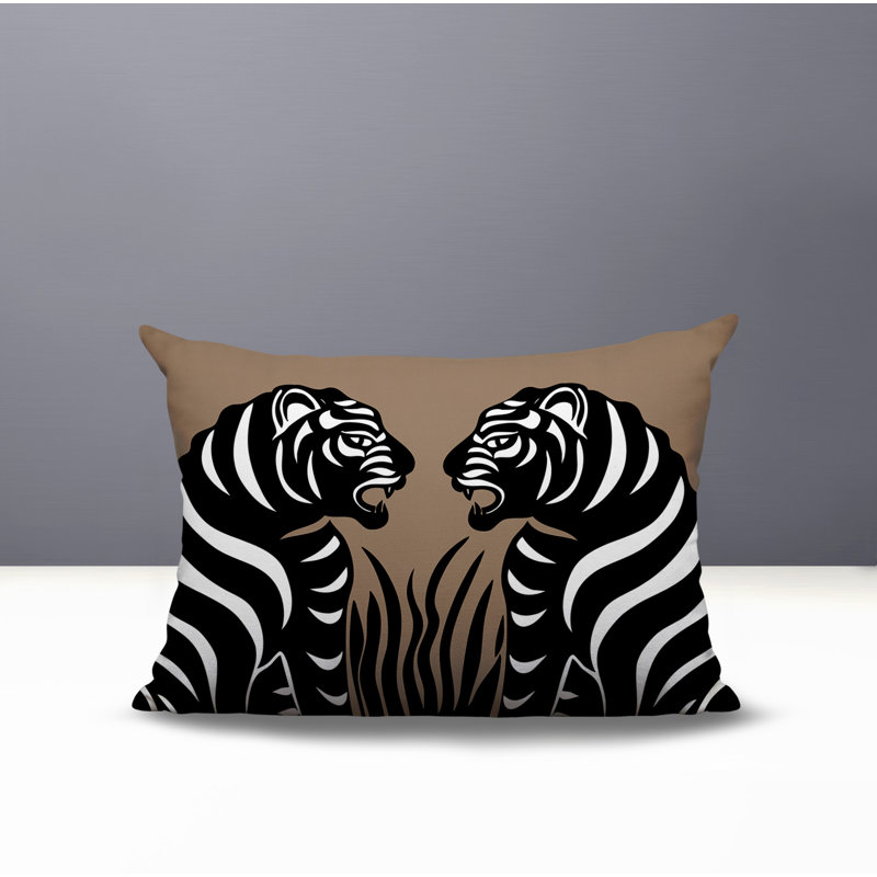 Pulo Tiger Reversible Indoor/Outdoor Rectangle Pillow, Beige, 25"H x 18"W