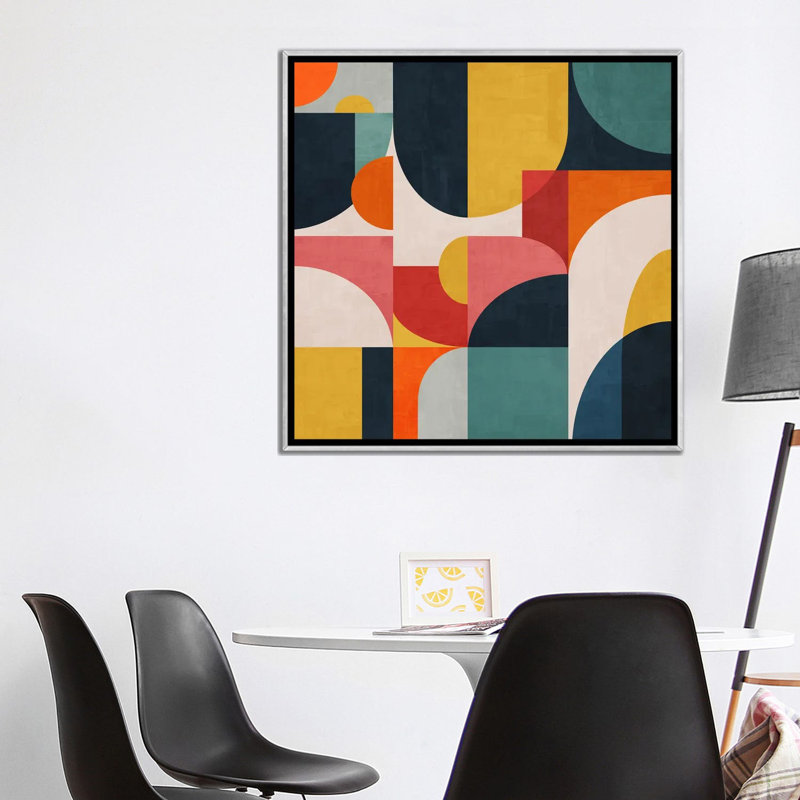 «Geometric Concept XCVI», reproduction d'art sur toile encadrée, Argent argent, H 37 po x l 37 po