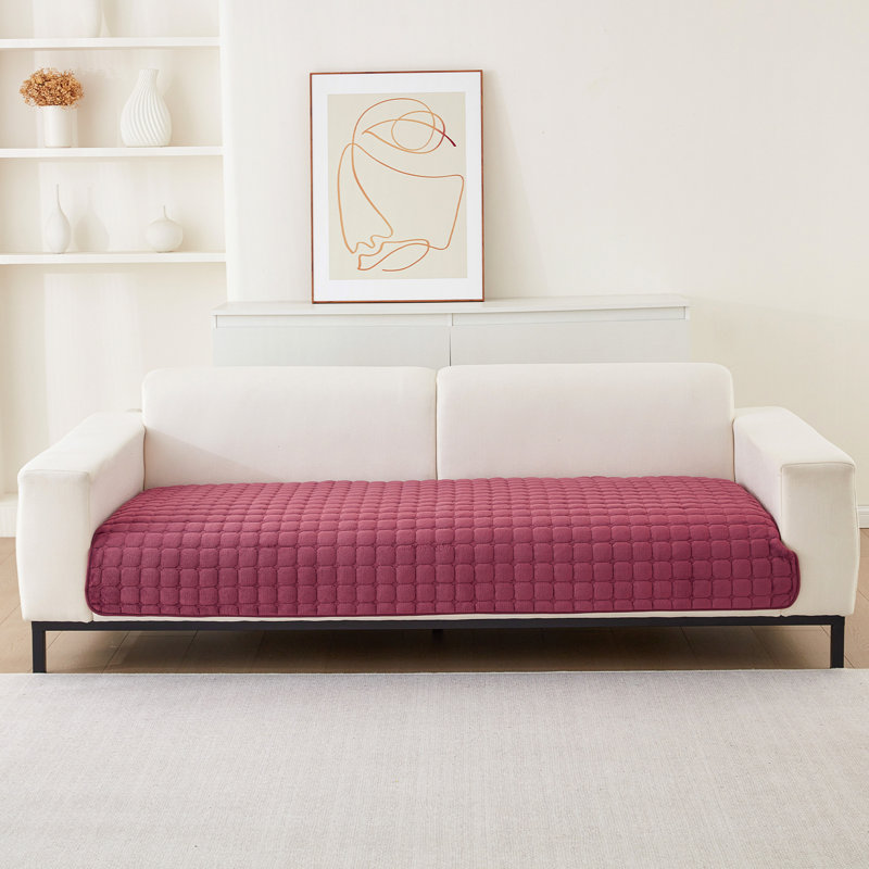 Housse pour canapé en flanelle à coussins carrés (excluant les accoudoirs ou les dossiers), L 94 po x P 36 po, Rouge