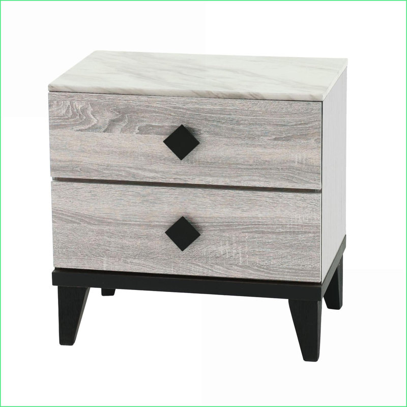 Table de chevet rustique avec plateau en faux marbre