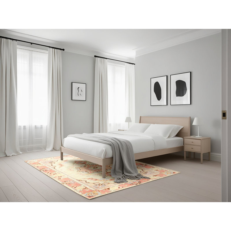 Tapis oriental jaune / rose, Rectangle 5 pi x 7 pi