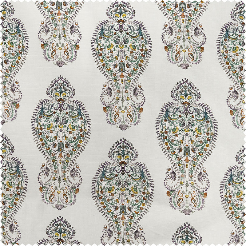 Rideau obscurcissant texturé en coton à motif cachemire Mughal Medallion, 50 l x 108 L