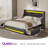 Upholstered Platform Bed Frame with Wingback Headboard & LED Lights& 4 Storage Drawers-966201852-966201854