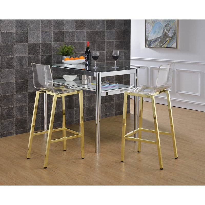Cyrus Counter Stool with Metal Frame, Gold, Counter Stool (24" Seat Height)
