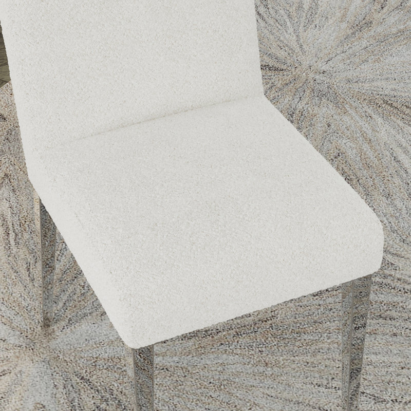 Ensemble de table de salle à manger 72 pouces avec chaises blanches Boucle, 7, Argent