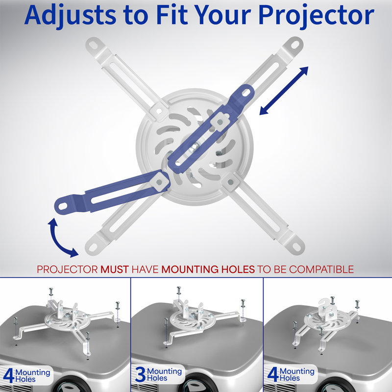 White Universal Drop Ceiling Projector Mount