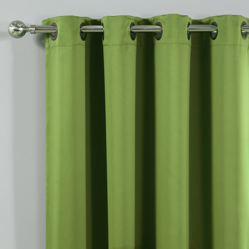 Scarsdale Solid Blackout Thermal Grommet Single Curtain Panel, 100" W x 96" L, Green