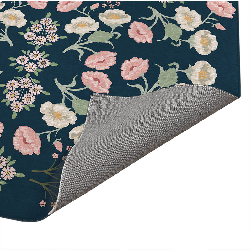 Tapis de bureau léger May Flowers, L 48 po x P 72 po, Marine