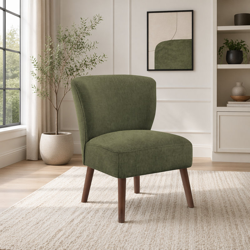 Chaise d'appoint H 33 po avec pieds en bois massif, Vert