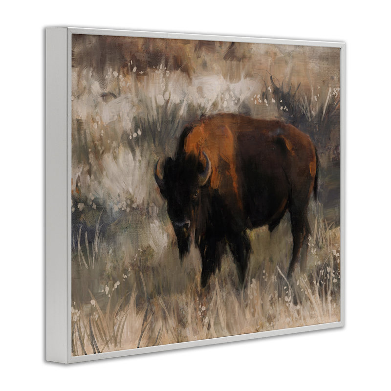  Bison sur la chaîne, estampe numérique de Nina Blue, H 16 po x l 20 po, Estampe numérique encadrée blanc bord de mer