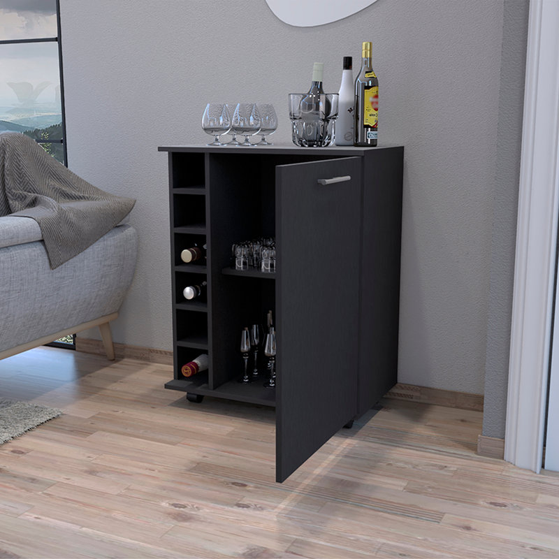 Chariot-bar, salon, noir, Noir