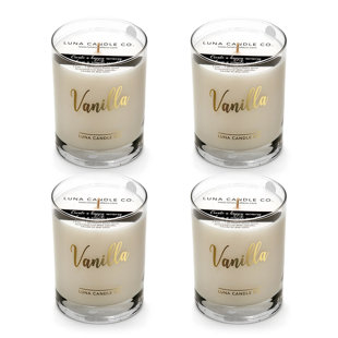 Vanilla Scented Jar Candle with Glass Holder (Set of 4)