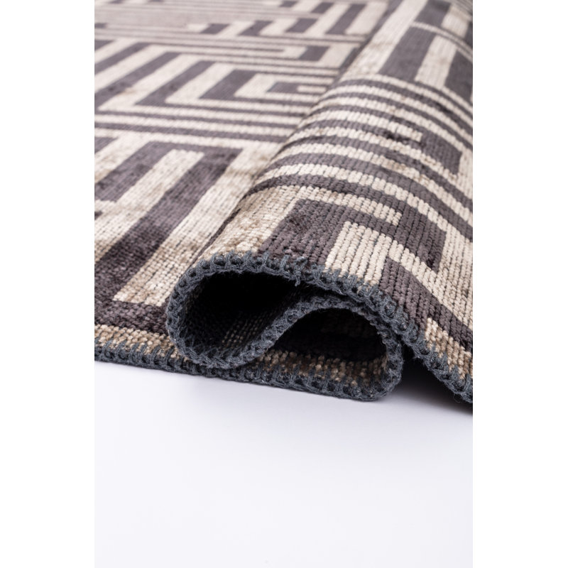Rapture Gray/Beige/Dark Brown Geometric Luxury Area Rug, Rectangle 7'10" x 11'2"