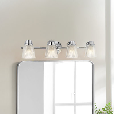 Meuble-lavabo 4 lumières Tempo en chrome poli