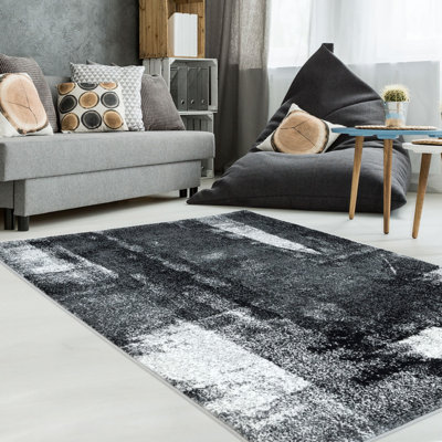 Tapis abstrait noir Cyrene