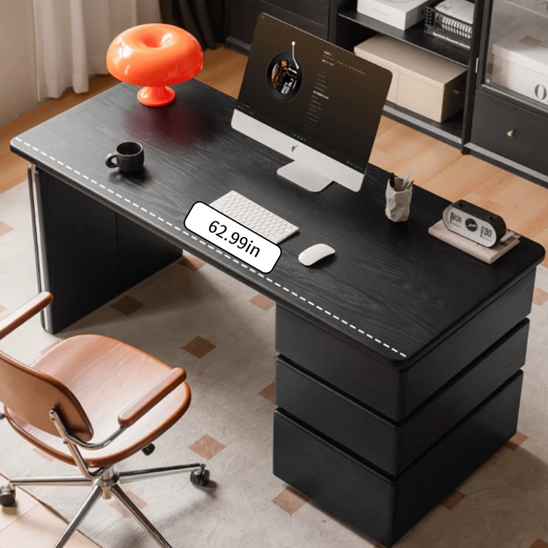 Exquisite Black 3-drawer Computer Desk 62.99in