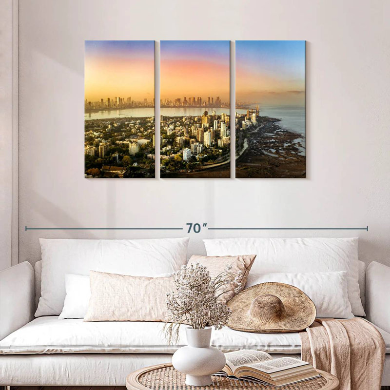 Vue aérienne de la ville de Sebbie Mumbai, H 28 po x l 45 po