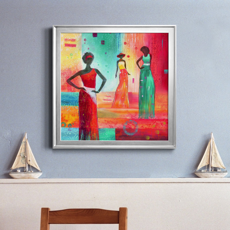 Strike a Pose I - Peinture sur toile encadrée, Toile encadrée argentée, H 34,5 po x l 34,5 po x P 1,5 po