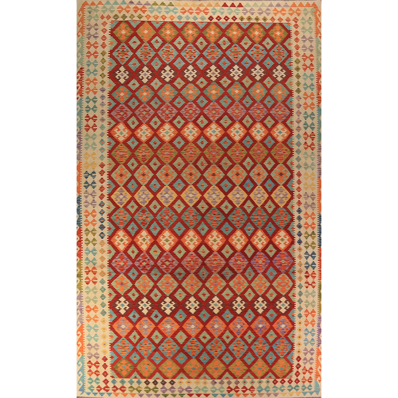 Tapis oriental kilim en laine à tissage plat 10 x 16