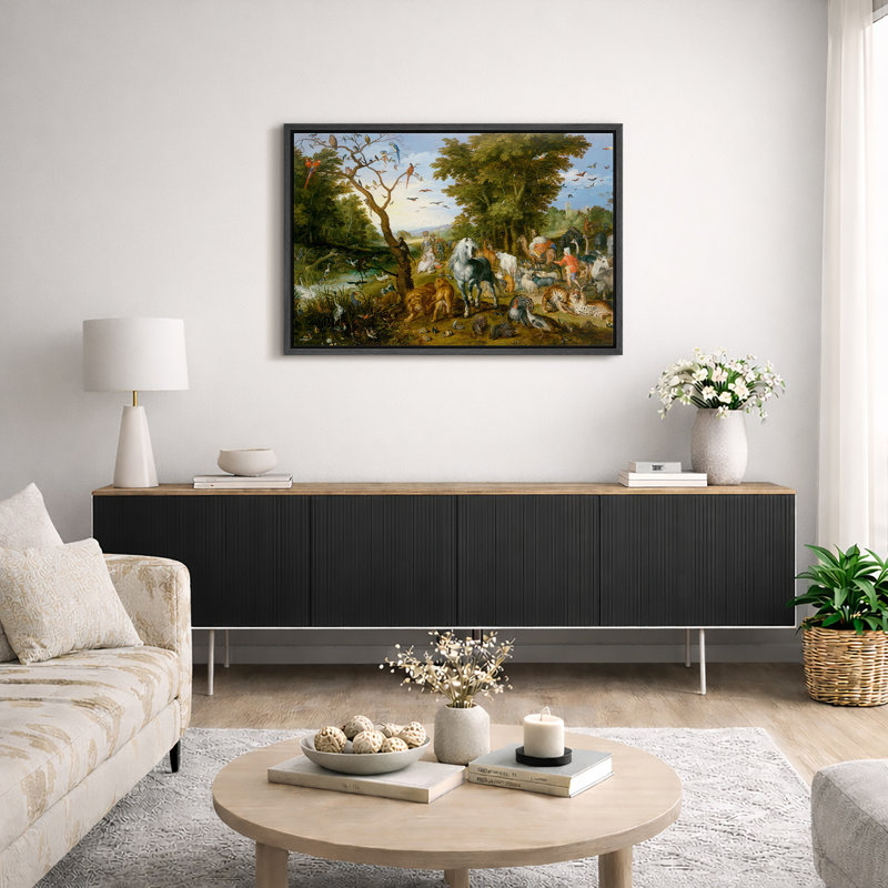 Arche de Noé, art biblique rassemblant des animaux, images de salon, impression sur toile encadrée sur toile.