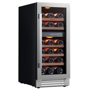 3.0 Cu.ft 15" 28-bottles Dual Zone Wine Cooler  Built-in Refrigerator Fast Cooling Compressor Fridge 5 Removable Shelves
