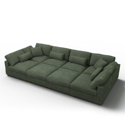 Bouley Modular Cloud Sleeper Sectional Sofa With Storage Green