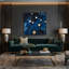 «Sci Fi Minimal constellation pois», art mural sur toile bleue