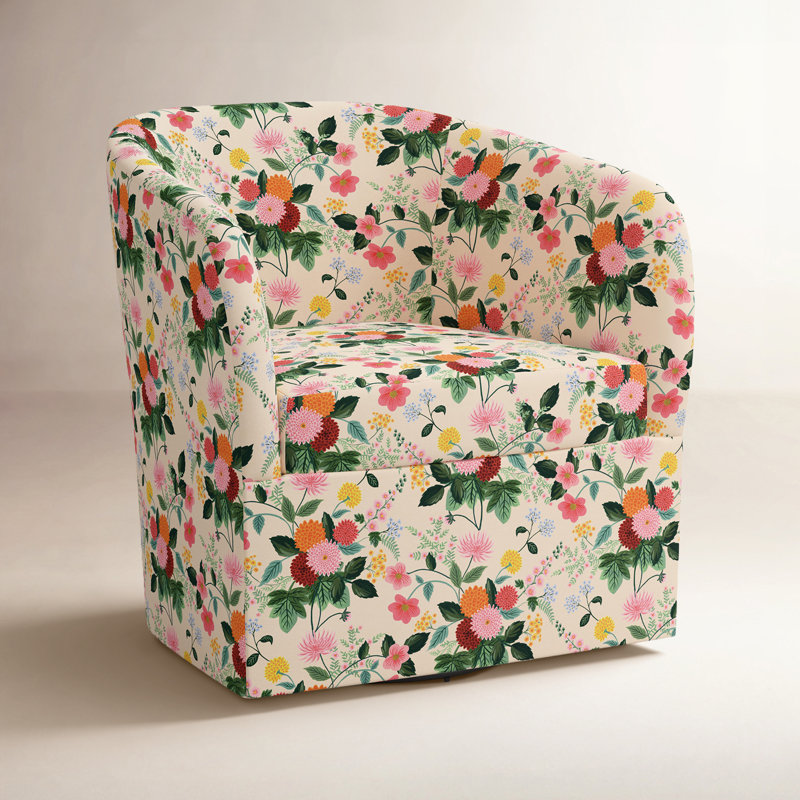 Pembroke Swivel Chair In Dahlia Multi, Dahlia Multi