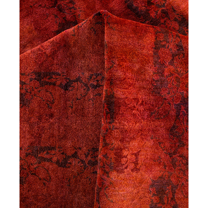 Overdyed Hand-Knotted Wool Modern-Contemporary Red Area Rug 12' 3" x 12' 9"