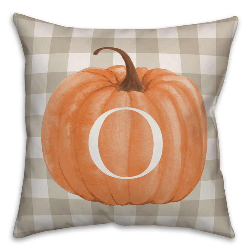  Harvest Pumpkin Monogram Throw Pillow, O