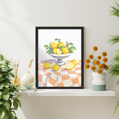 " Picnic Table Citrus Lemon On Plate Floral Botanical "