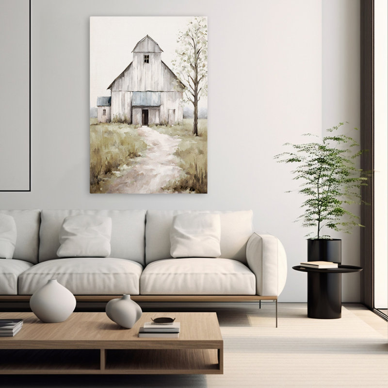 Grange blanche - art de campagne rustique blanc minimaliste, H 60 po x l 40 po
