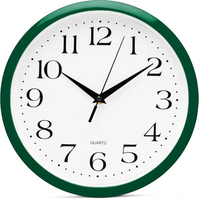 Bernhard Products Hunter Green Wall Clock Silent Non Ticking - 10 Inch Quality Quartz Battery Operated Round Easy To Read Home/Kitchen/Office/Classroom/School Clock