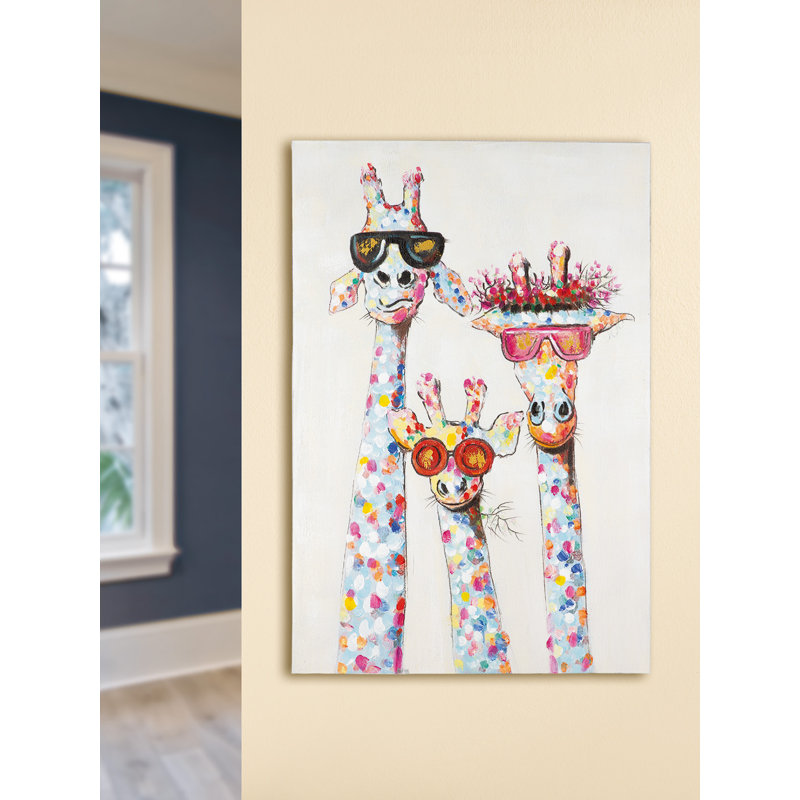Cool Giraffes - Wrapped Canvas Painting