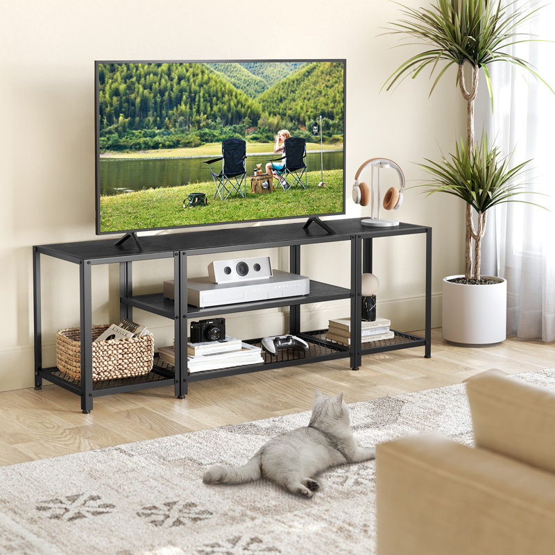 Meuble télé pour téléviseur Ferdinandine, H 19,7 po x l 57,9 po x P 15,7 po, Gris anthracite / noir encre