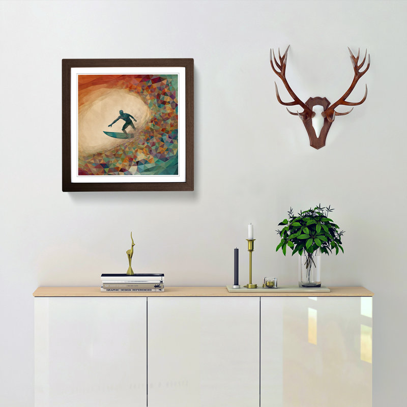 Surfing Precisionism - Single Picture Frame Print on Wood, Walnut