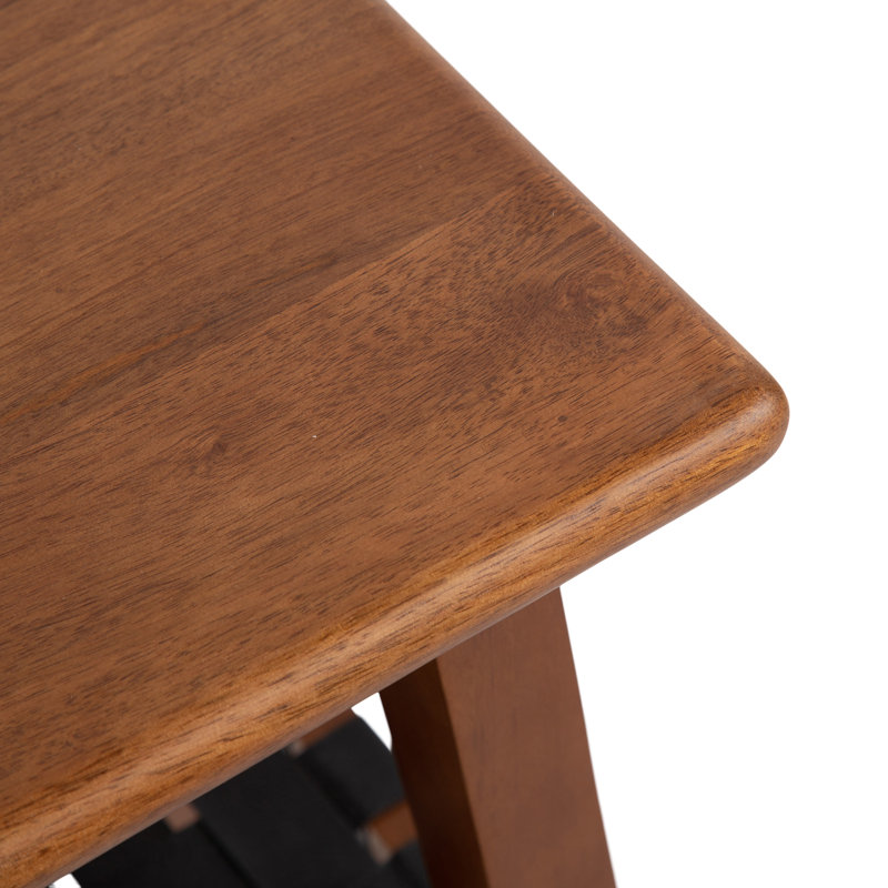 Table d'appoint rectangulaire en bois et cuir