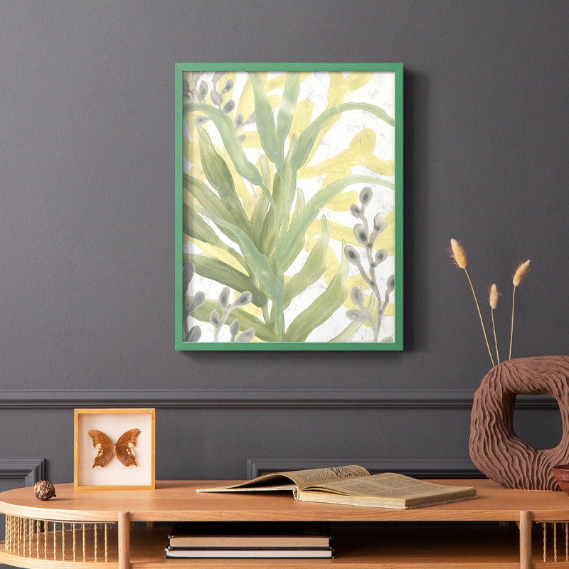 Sea Grass Fresco IV, reproduction encadrée - bois massif, Vert, H 10 po x l 8 po