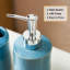 Ensemble d'accessoires de salle de bain - Ensemble d'accessoires de salle de bain en céramique bleue 4 pièces avec distributeur de savon liquide ou de lotion, porte-brosse à dents, gobelet et porte-savon - Décoration moderne à pois ronds