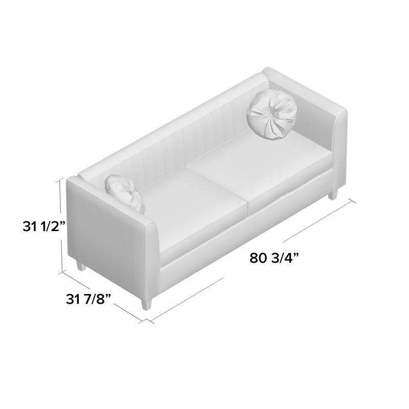 Canapé à accoudoirs carrés en velours 80,7 po Cely, Vert