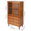 Meuble de rangement en bambou à 5 niveaux, buffet à 3 tiroirs et porte en acrylique avec pattes surélevées