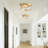 2-Lamp Clear Stone patterned Glass Gold Adjustable Ceiling Light