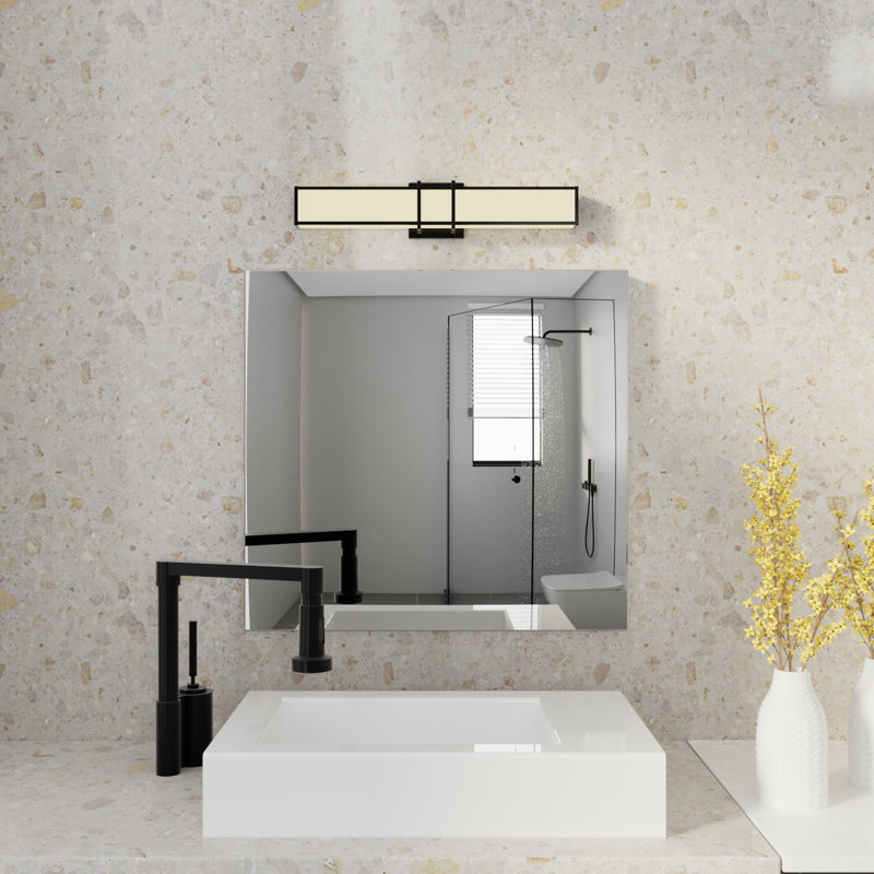 Luminaire de meuble-lavabo encastré moderne à intensité variable 1 lumière DEL 24 po Aubrelle en noir mat avec abat-jour en acrylique